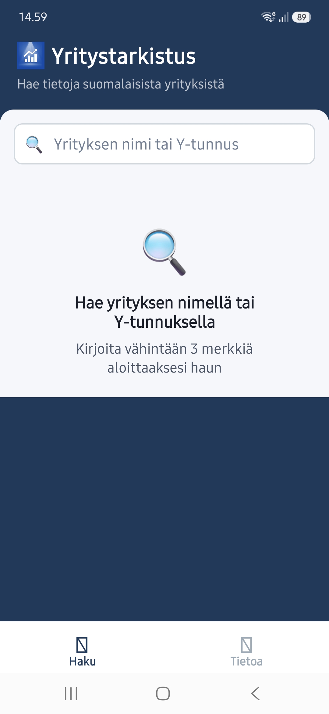 Yritystarkistus – kuvakaappaus
